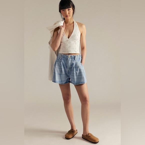 NWT We The Free Clark Pleated Denim Shorts ~Beach Stoned Blue~ - Picture 4 of 4